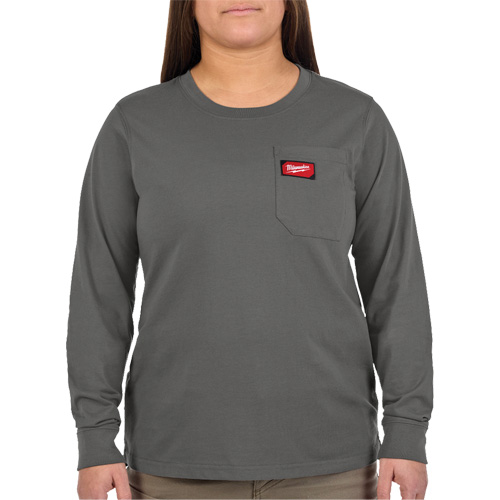GRIDIRON Long Sleeve Pocket T-Shirt, Women's, X-Small, Grey Superchem Industries
