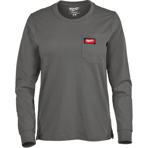 GRIDIRON Long Sleeve Pocket T-Shirt, Women's, X-Small, Grey Superchem Industries