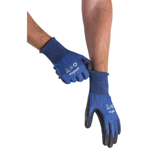 Eco-Friendly Stretch Cut-Resistant Gloves, Size 7, 18 Gauge, Polyurethane Coated, Stainless Steel/HPPE/RPET Shell, ASTM ANSI Level A5 Superchem Industries