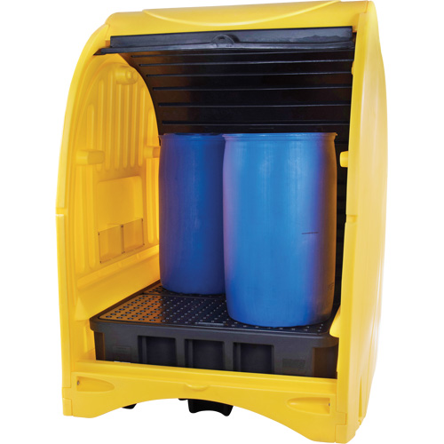 Palette contre les d&eacute;versements &agrave; couvercle dur pour 4 barils, 68,11" lo x 61,61" la x 83,07" h, Capacit&eacute; de charge 1433 lb Superchem Industries