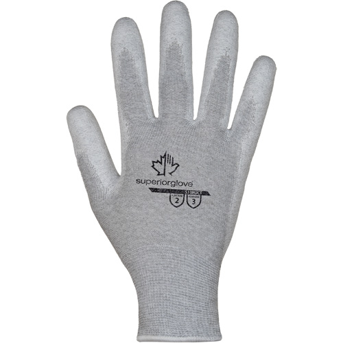 Gants blancs KnitActiv dissipatifs &eacute;lectrostatiques et peu pelucheux, 5, R&ecirc;vetement Polyur&eacute;thane, Calibre 13, Enveloppe en Nylon/Coton Superchem Industries