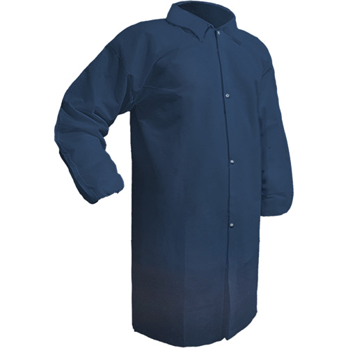 Care Lab Coat, Polypropylene, Medium, Blue Superchem Industries