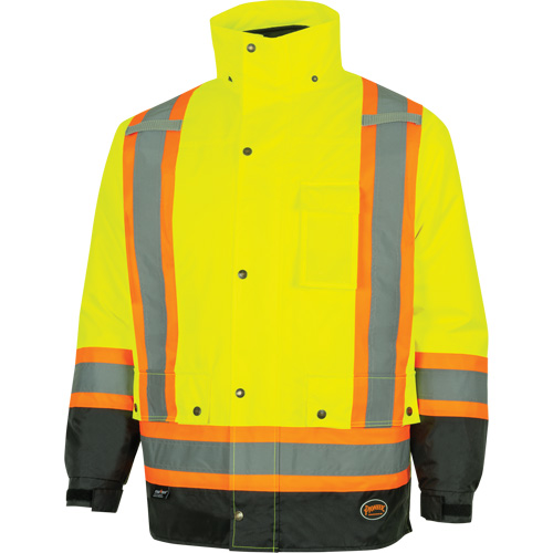 Parka de s&eacute;curit&eacute; d'hiver imperm&eacute;able 7-en-1 5057 Pioneer Yukon, Polyester, Noir/Jaune lime haute visibilit&eacute;, T-petit Superchem Industries