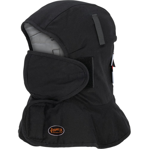 Pioneer 765A Flame-Resistant Quilted Hard Hat Liner with Long Neck & Detachable Mouthpiece, Black/Grey, Cotton/FR-Tech&reg;/Modacrylic/Nylon Superchem Industries