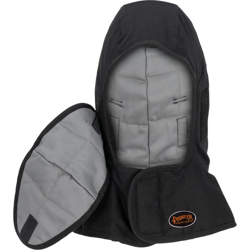 Pioneer 765A Flame-Resistant Quilted Hard Hat Liner with Long Neck & Detachable Mouthpiece, Black/Grey, Cotton/FR-Tech&reg;/Modacrylic/Nylon Superchem Industries