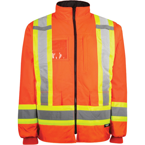 Manteau haute visibilit&eacute; 7-en-1, Polyester, Orange haute visibilit&eacute;, T-Grand Superchem Industries