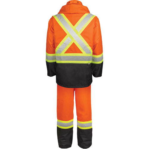 High-Visibility 150-Deniers Rain Suit, Polyester, 3X-Large, High Visibility Orange Superchem Industries