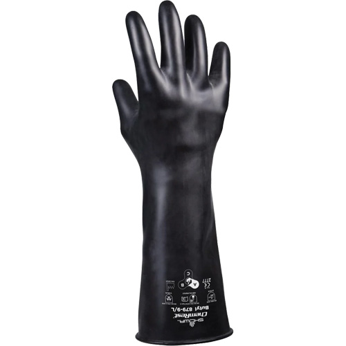 879 Acid-Resistant Gloves, Size X-Large/10, 14" L, Butyl Rubber, 28-mil Superchem Industries