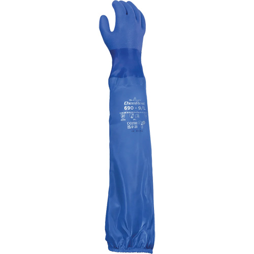 690 Chemical-Resistant Gloves, Size X-Large/10, 26" L, Cotton/PVC Superchem Industries