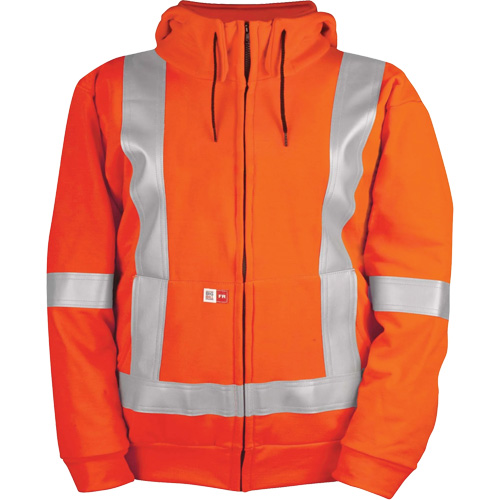 High-Visibility Wind Resistant Zip-Front Sweatshirt with DetachableHood, Men's, Large, High Visibility Orange, 27.7 cal/cm² Superchem Industries