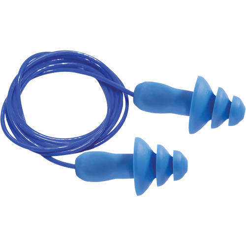SEALTEC TipGrip Blue 100% Metal Detectable Reusable Earplugs, Corded, One-Size, Bulk - Box, 26 dB NRR dB Superchem Industries