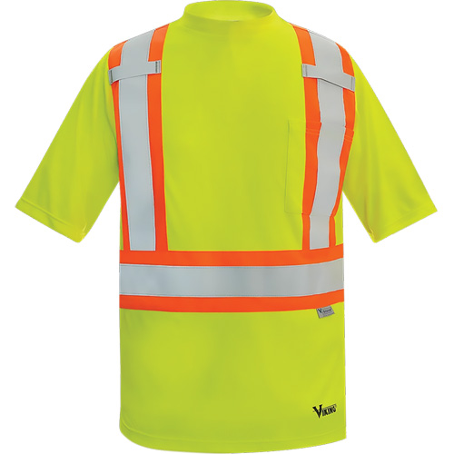 Viking&reg; Safety Bamboo Lined T-shirt, Polyester, 3X-Large, High Visibility Lime-Yellow Superchem Industries