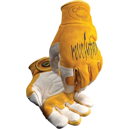 Gants de soudeur TIG/MIG de premi&egrave;re qualit&eacute; Caiman avec fermeture &agrave; boucles & crochets, Cuir de vache refendu, Taille T-Grand Superchem Industries