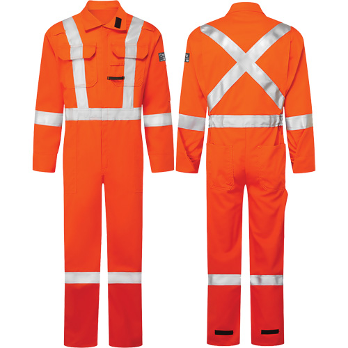 Combinaisons Avenger, 7 oz, Taille 40, Orange haute visibilit&eacute; Superchem Industries