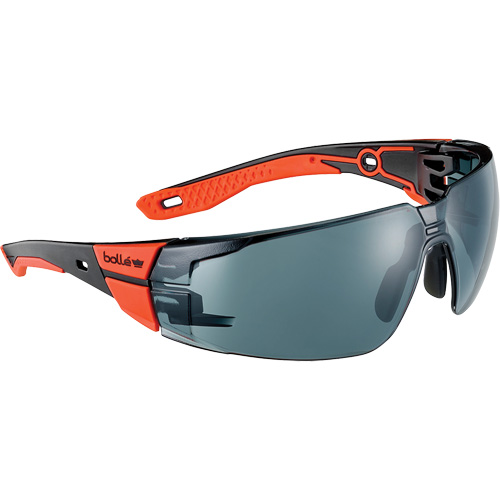 Lunettes de s&eacute;curit&eacute; RUSH+ 2.0 avec monture noire et rouge, M/G, Lentille Fum&eacute;e, Antibu&eacute;e/Anti-&eacute;gratignures, ANSI Z87+ Superchem Industries