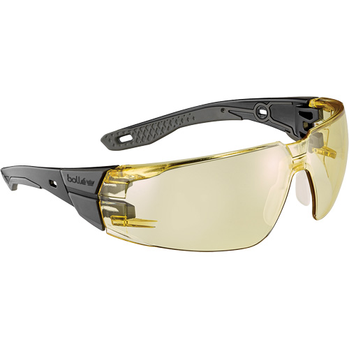Lunettes de s&eacute;curit&eacute; RUSH+ 2.0 avec monture noire et grise, M/G, Lentille Ambr&eacute;e, Antibu&eacute;e/Anti-&eacute;gratignures, ANSI Z87+ Superchem Industries