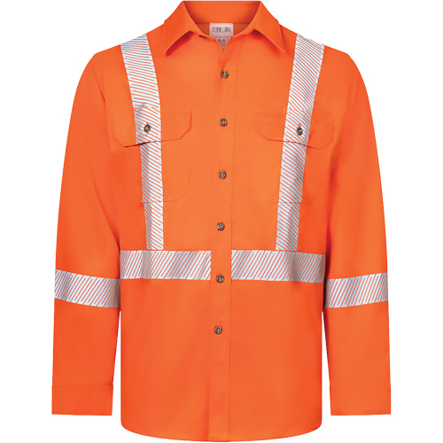 Chemise de travail haute visibilit&eacute; &agrave; bandes segment&eacute;es 7 oz de luxe Avenger, Style 652, Hommes, Grand, Orange Superchem Industries