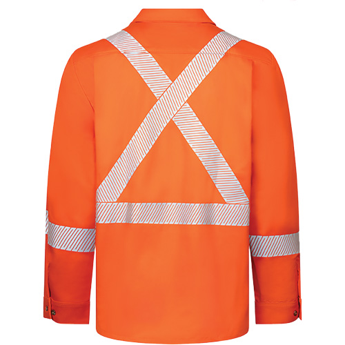 Chemise de travail haute visibilit&eacute; &agrave; bandes segment&eacute;es 7 oz de luxe Avenger, Style 652, Hommes, Grand, Orange Superchem Industries