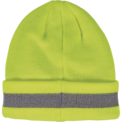 N-Ferno&reg; Reflective, Cuffed Rib Knit Winter Hat, Acrylic Lining, One Size, High-Visibility Lime Green Superchem Industries