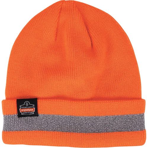 N-Ferno&reg; Reflective, Cuffed Rib Knit Winter Hat, Acrylic Lining, One Size, Orange Superchem Industries