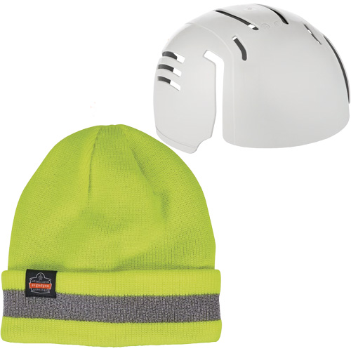 N-Ferno&reg; Reflective Rib Knit Winter Hat & Bump Cap Insert, Acrylic Lining, Medium/Small, High-Visibility Lime Green Superchem Industries