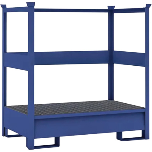 2-Drum Blue Transport Spill Containment Pallet with Side Rails, 66 US gal. Spill Capacity, 55" x 34" x 58" Superchem Industries