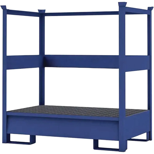 2-Drum Blue Transport Spill Containment Pallet with Side Rails, 66 US gal. Spill Capacity, 55" x 34" x 58" Superchem Industries