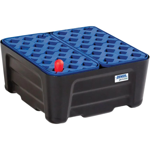 Bac de r&eacute;tention noir et bleu avec caillebotis, 15,8" lo x 15,8" la x 7,1" h, Cap. de d&eacute;versement 5.3 gal. US Superchem Industries