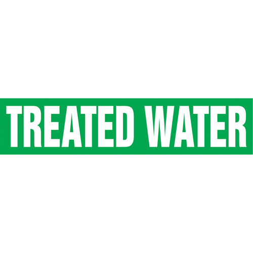 Marqueurs de tuyau "Treated Water", Autocollant, 2-1/2" h x 12" la, Blanc/vert Superchem Industries