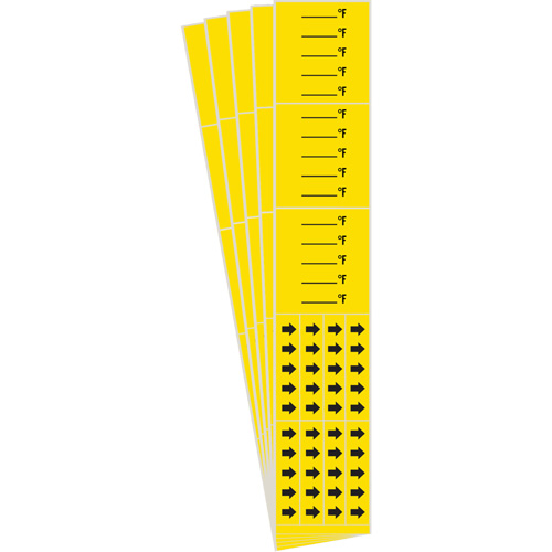 Marqueurs de tuyau avec espace vierge suivi du symbole °F , Autocollant, 2-1/4" h x 14" la, Noir sur jaune Superchem Industries