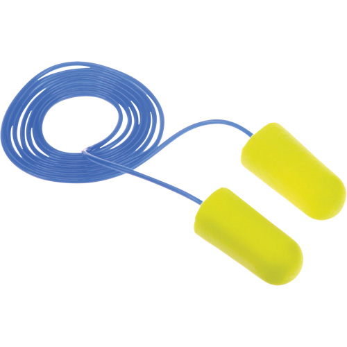 Bouchons d'oreilles n&eacute;on jaune E-A-Rsoft, Vrac - Sac en poly, Avec cordon Superchem Industries