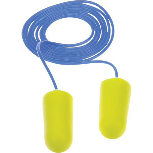 Bouchons d'oreilles n&eacute;on jaune E-A-Rsoft, Vrac - Sac en poly, Avec cordon Superchem Industries