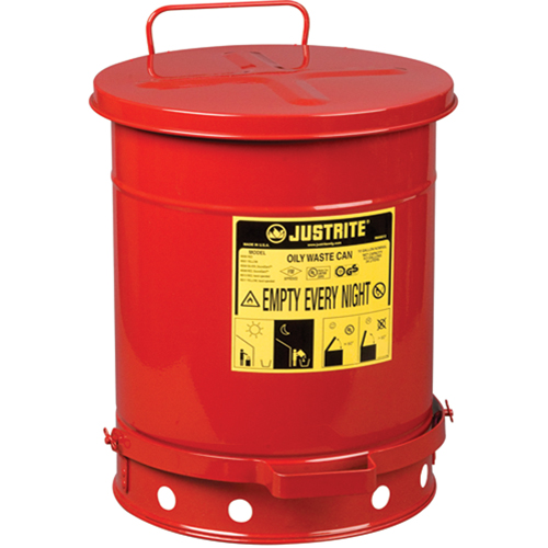 Oily Waste Cans, FM Approved/UL Listed, 10 US gal., Red Superchem Industries