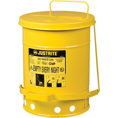 Oily Waste Cans, FM Approved/UL Listed, 6 US Gal., Yellow Superchem Industries