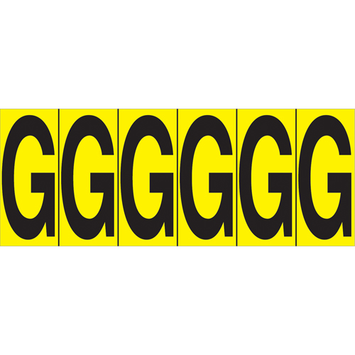 Individual Adhesive Letter Markers, G, 2-15/16" H, Black on Yellow Superchem Industries