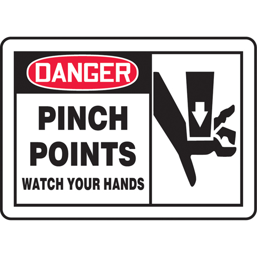 Enseigne  Pinch Points , 7" x 10", Plastique, Anglais avec pictogramme Superchem Industries