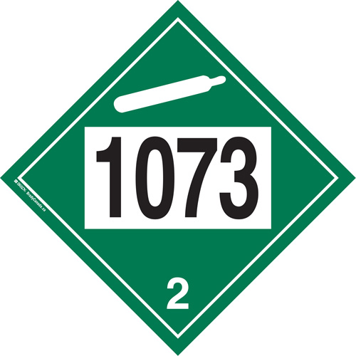 Plaque-&eacute;tiquette TMD 1073 pour gaz ininflammable oxyg&egrave;ne liqu&eacute;fi&eacute;, Plastique Superchem Industries
