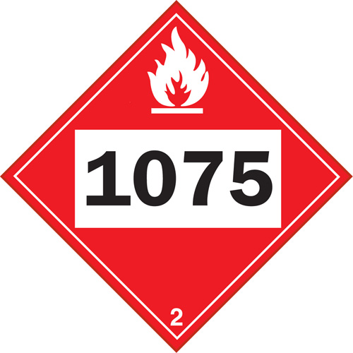 Plaque-&eacute;tiquette TMD 1075 pour gaz inflammable oxyg&egrave;ne liqu&eacute;fi&eacute;, Plastique Superchem Industries