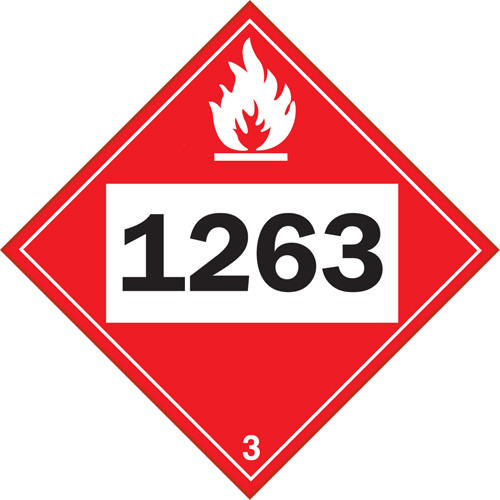 Plaque-&eacute;tiquette TMD 1263 pour liquide inflammable peinture, Plastique Superchem Industries