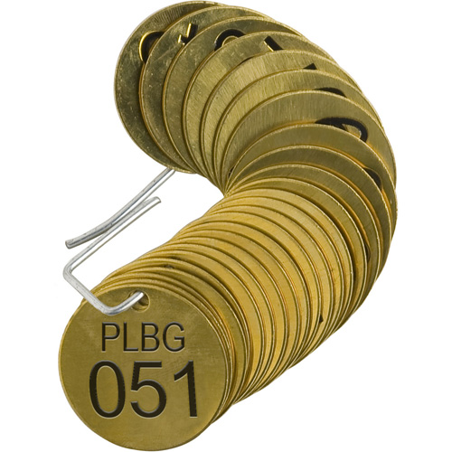 &eacute;tiquettes num&eacute;rot&eacute;es pour vannes PLPG, # 051-075, Laiton, 1,5" dia. Superchem Industries