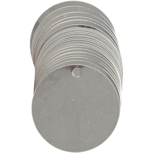 &eacute;tiquettes vierges inscriptibles pour vannes, Acier inoxydable, 2" dia. Superchem Industries