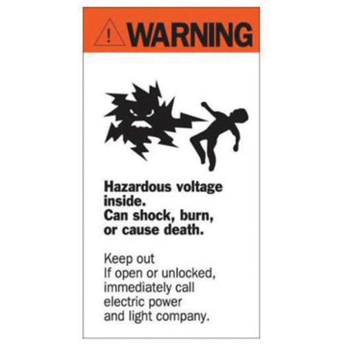 "Warning Hazardous Voltage" Sign, 8" x 4-1/2", Acrylic, English with Pictogram Superchem Industries
