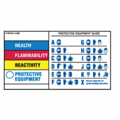 Protective Equipment Labels, Polyester, Sheet, 5" L x 3" W Superchem Industries