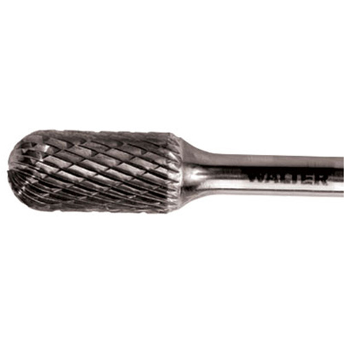 Double Cut Cylindrical Round Nose Carbide Burr, 1/2" Dia., 1" Depth of Cut Superchem Industries