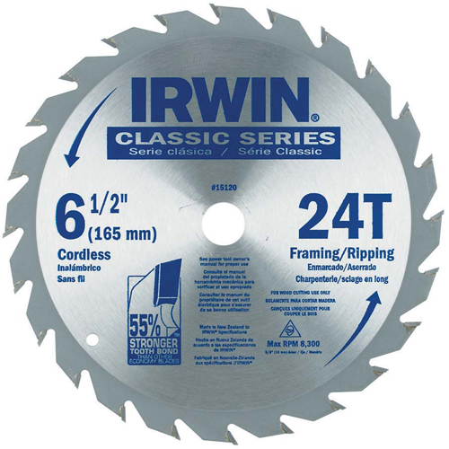Contractor Saw Blades - Classic Series Saw Blades, 6-1/2", 24 Teeth, Wood Use Superchem Industries