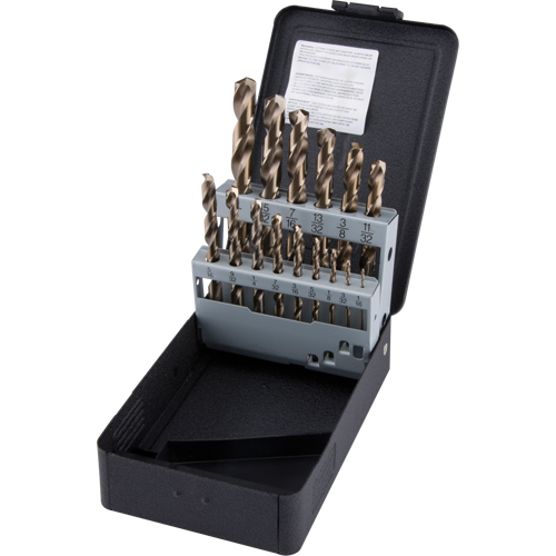 Jobber Length Drill Bit Set, 15 Pieces, High Speed Cobalt Superchem Industries