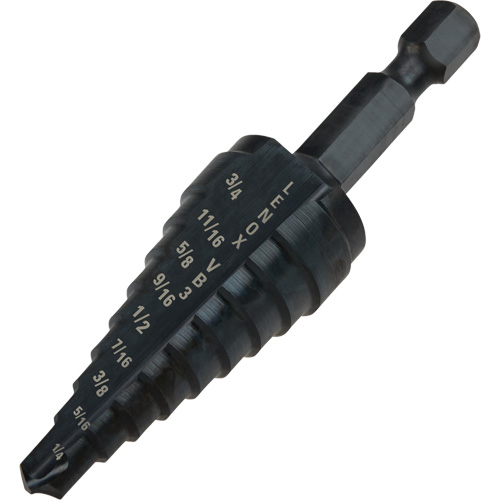 Foret &eacute;tag&eacute; no 3, 1/4" - 3/4", Incr&eacute;ments de 1/16", Acier rapide Superchem Industries