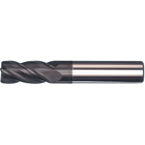 Fraise en bout &agrave; h&eacute;lice asym&eacute;trique, 1/2" dia., 3" lo, 4 cannelures, 1/2" tige, Carbure Superchem Industries