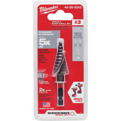 Foret &eacute;tag&eacute; #3 Shockwave Impact Duty, 3/16" - 3/4", Incr&eacute;ments de 1/16", Titane Superchem Industries
