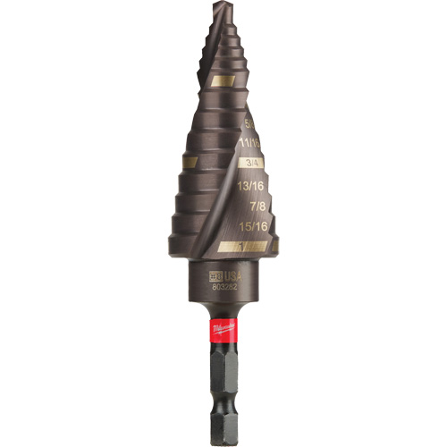#8 Shockwave Impact Duty Step Drill Bit, 1/2" - 1" , 1/16" Increments, Titanium Superchem Industries